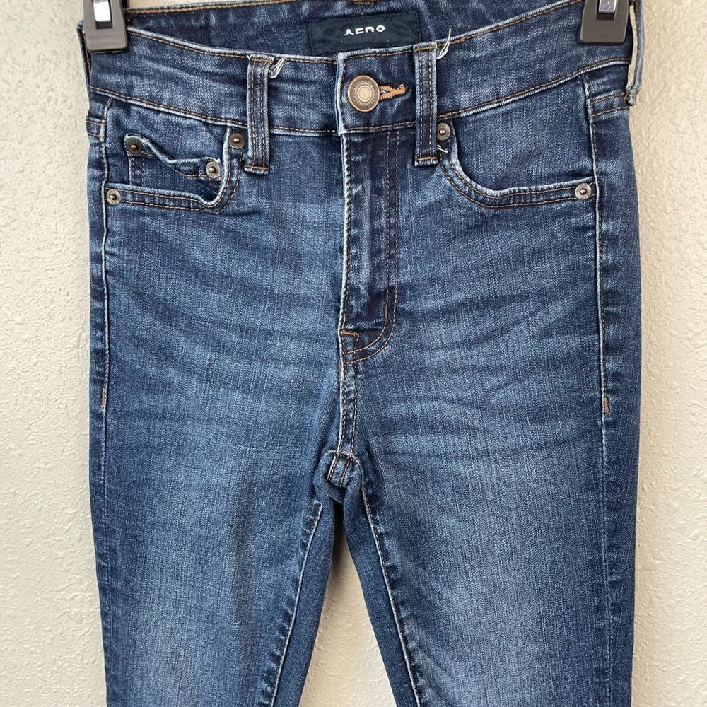 Aero Stretch High Rise Denim Jeans Size 00 Regular - Picture 2 of 6